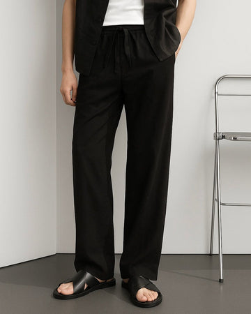 BLACK KOREAN LINEN PANTS