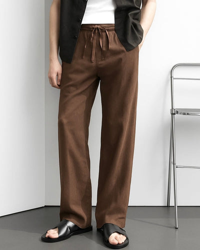 BROWN KOREAN LINEN PANTS