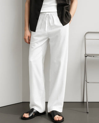 WHITE KOREAN LINEN PANTS