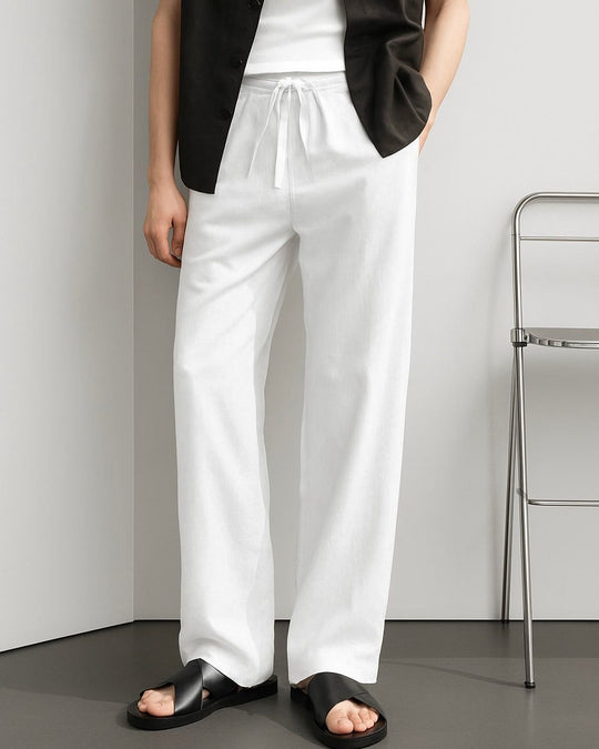 WHITE KOREAN LINEN PANTS