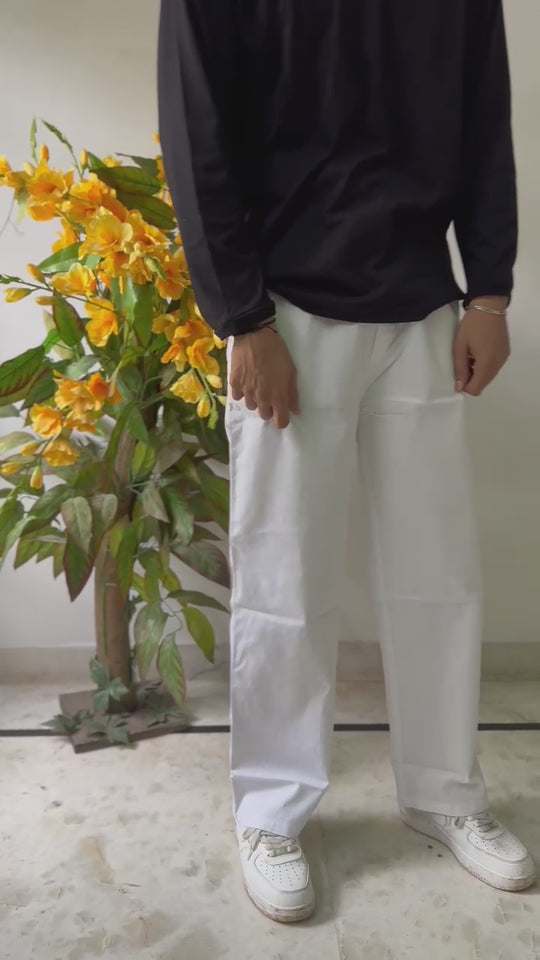 WHITE KOREAN LINEN PANTS